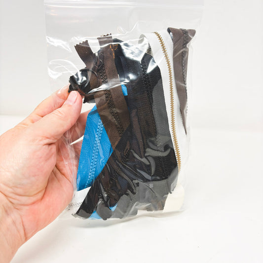 Assorted Zipper Bundle - Blue/Brown/Black/White