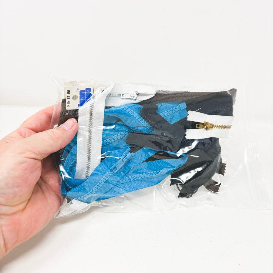 Assorted Zipper Bundle - Blue/Brown/Black/White