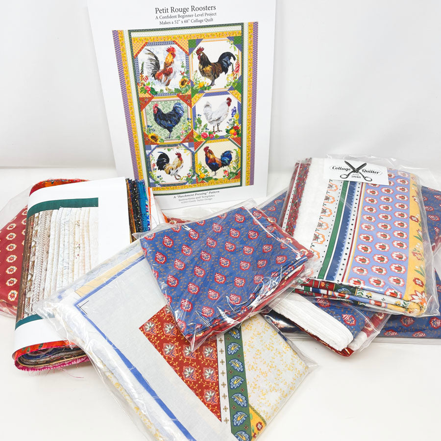 Petit Rouge Roosters Complete Kit by Collage Quilter