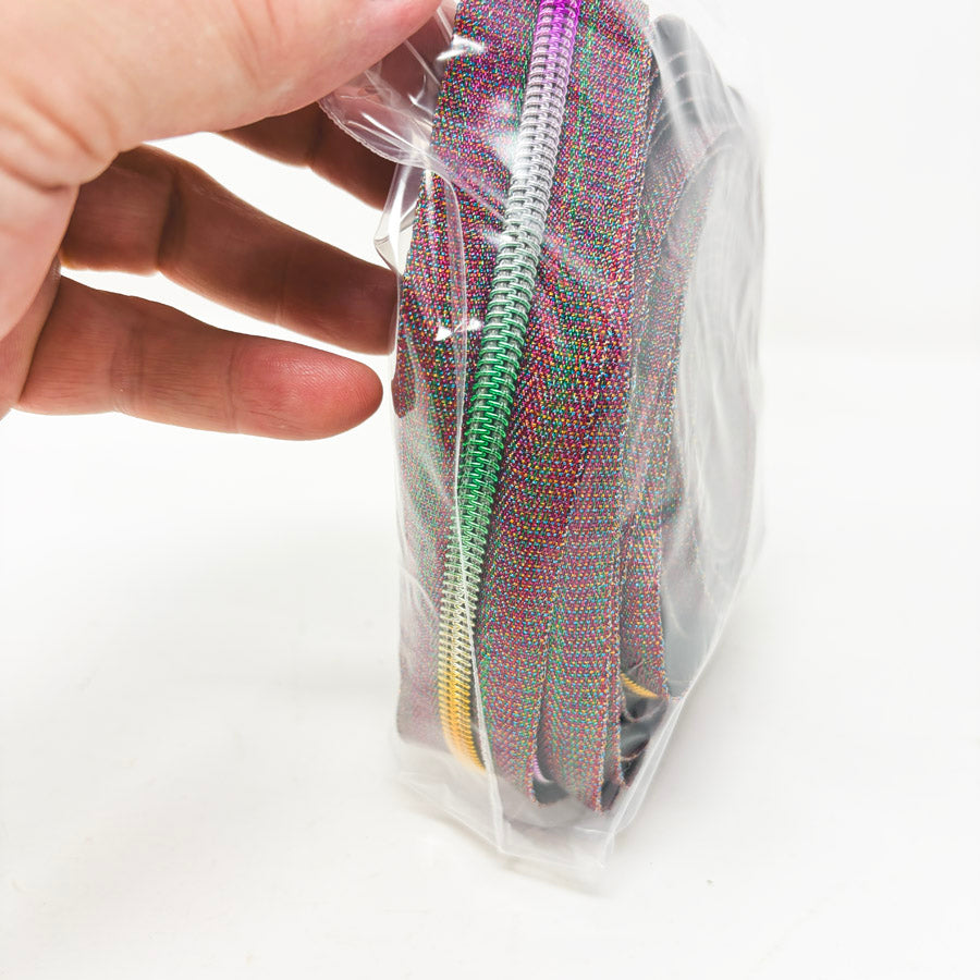 Purple Iridescent Glitter Metallic Zipper Pack