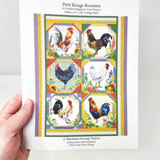 Petit Rouge Roosters Complete Kit by Collage Quilter