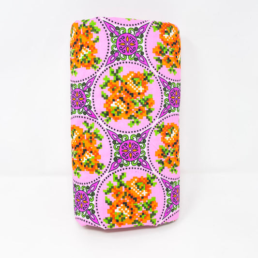 4.75 Yds x 44" Bright Pink Floral Crepe Fabric