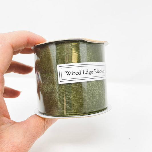 2.5" Moss Green Wired Ribbon