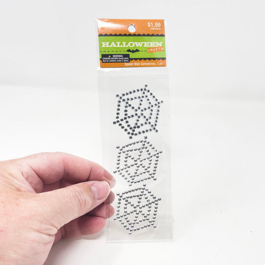 Halloween Crafts - Spider Web Gemstone Stickers - 3pc