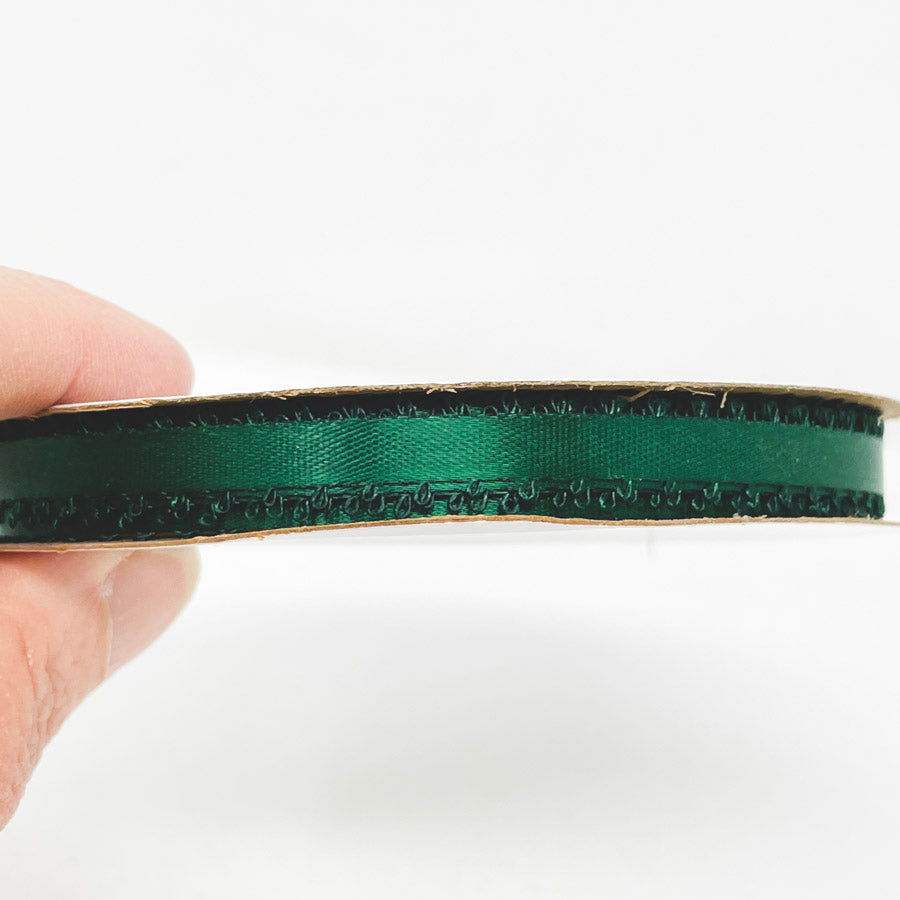 Thin Dark Green Picot Ribbon