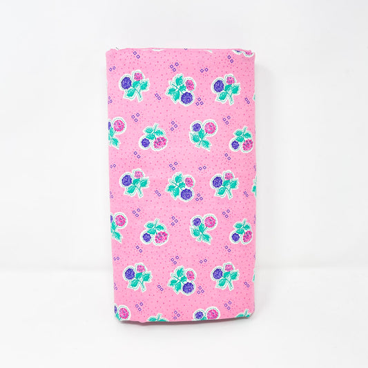 2.75 Yds x 46" Retro Floral Pink Heavyweight Cotton Fabric
