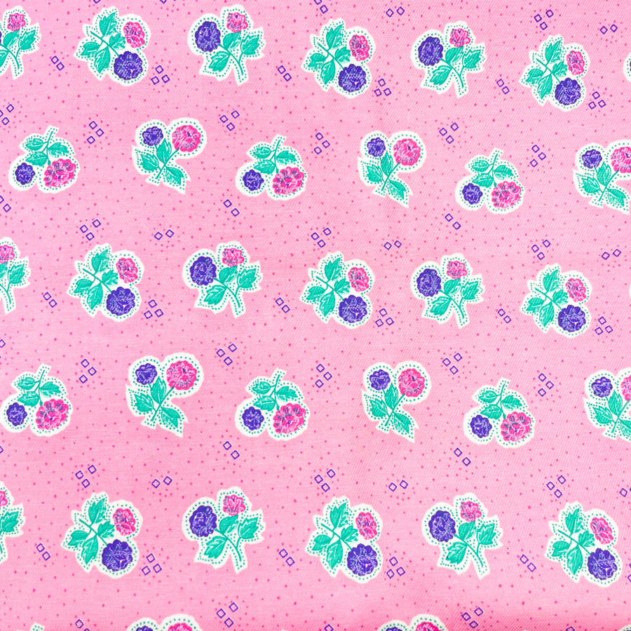 2.75 Yds x 46" Retro Floral Pink Heavyweight Cotton Fabric