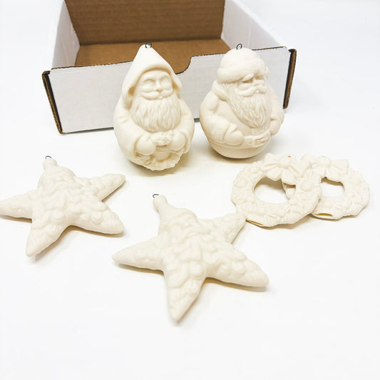 Set of Ceramic Bisque Ornaments to Paint