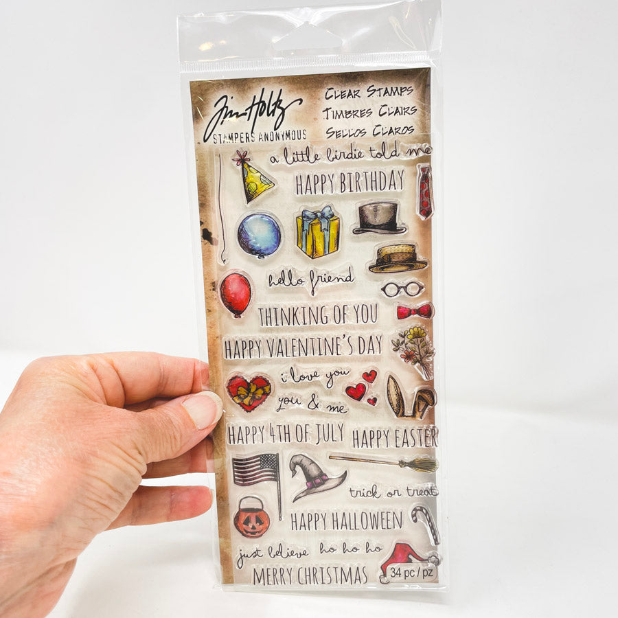 Things Talk Holiday Sayings Clear Stamp Set by Tim Holtz