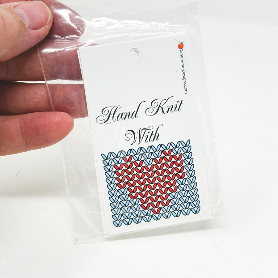 Hand Knit with Heart Tags