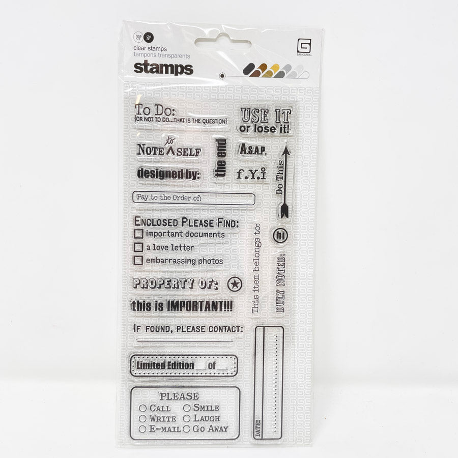BasicGrey Clear Stamps - To Do Notes