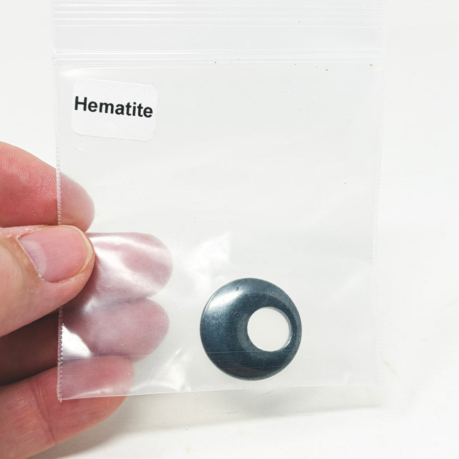 Hematite Donut-Shaped Pendant Bead