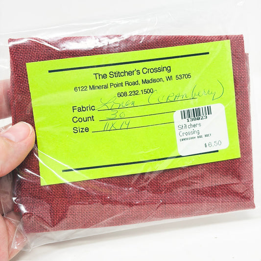 30 ct. Cranberry Linen Needlework Fabric - 11" x 14"