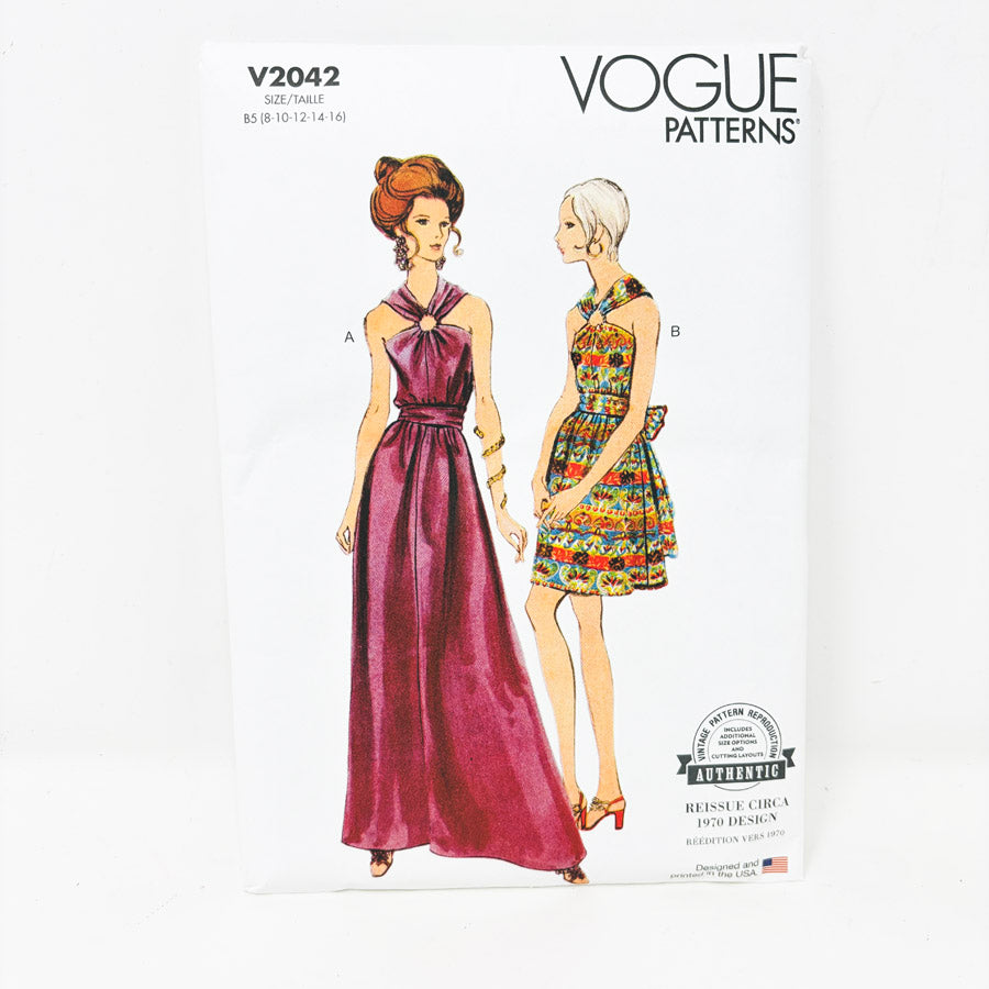 1970s (Reissue 2024) Vogue Sewing Pattern – Dress V2042 Size 10-16