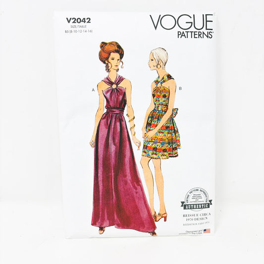 1970s (Reissue 2024) Vogue Sewing Pattern – Dress V2042 Size 10-16