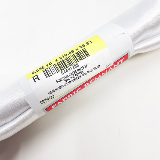 .5 yd White Crepe Fabric Remnant