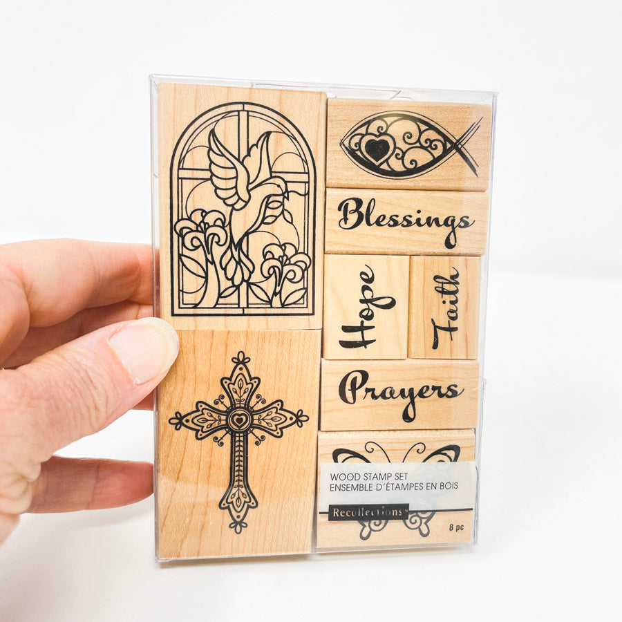 Recollections Religious Wood Rubber Stamp Set