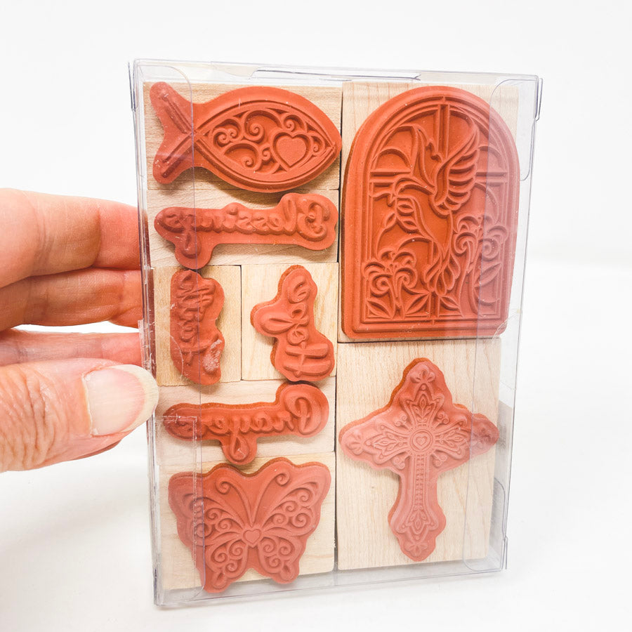 Recollections Religious Wood Rubber Stamp Set