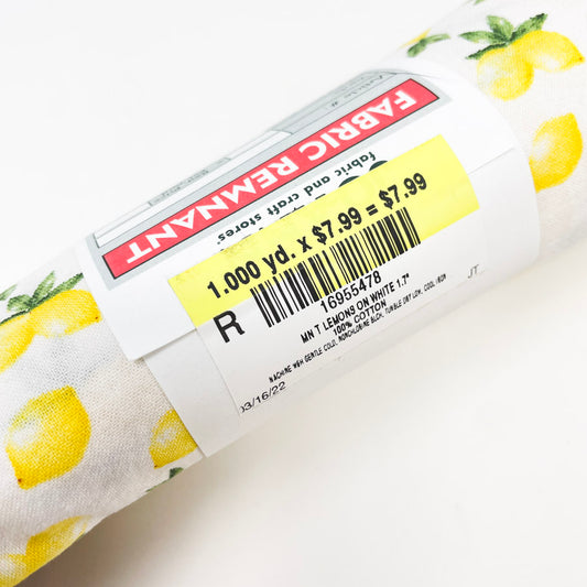1 yd Lemon Cotton Fabric Remnant