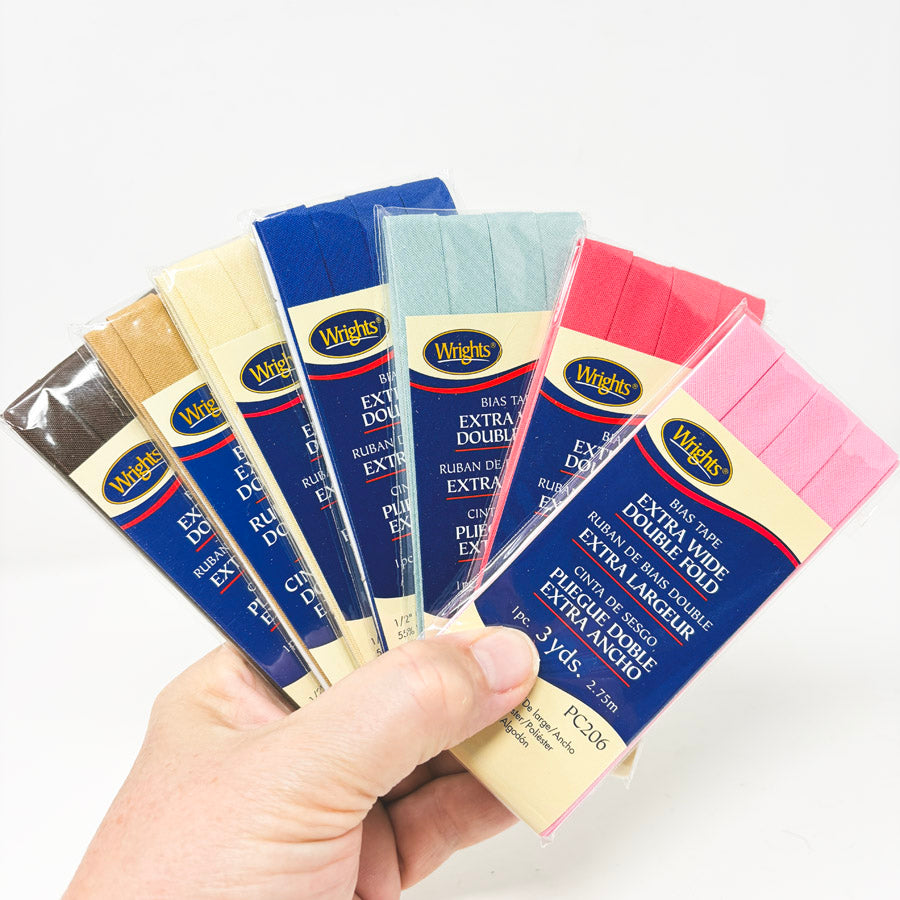 Wrights Extra Wide Double Fold Bias Tape - 3 yd Pack