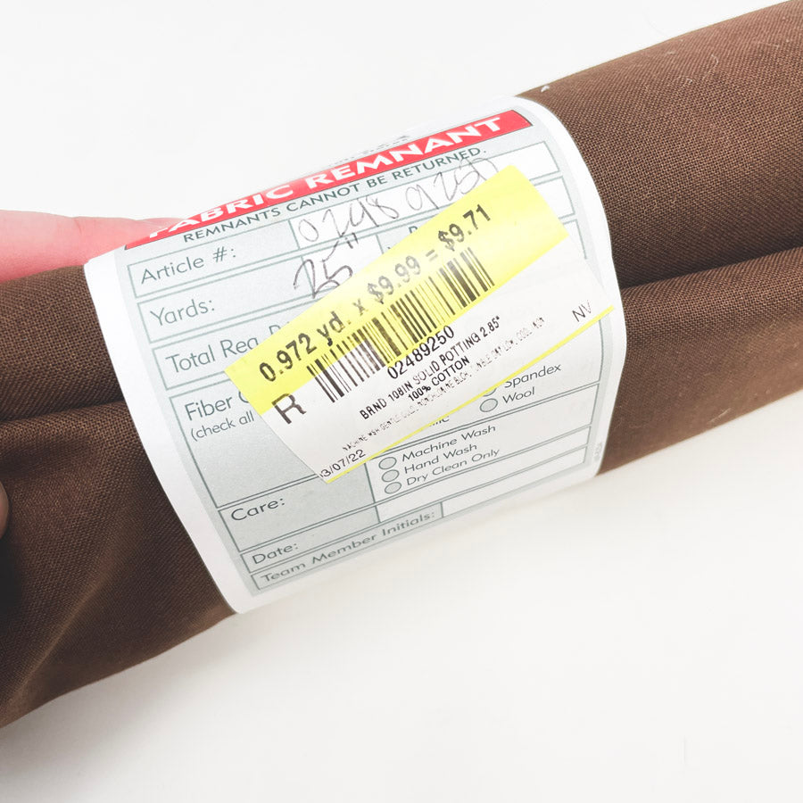 1 yd Brown Solid Potting Fabric