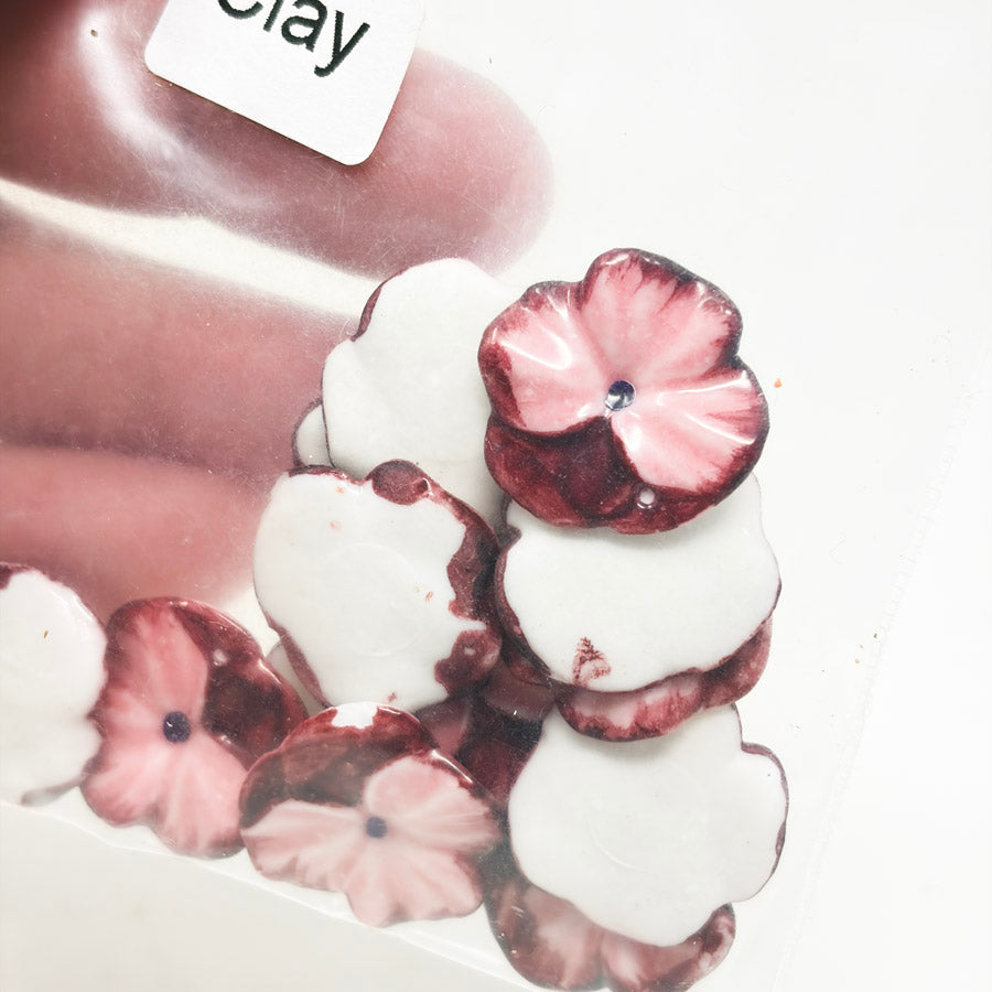 Rose Color Ceramic Flower Beads