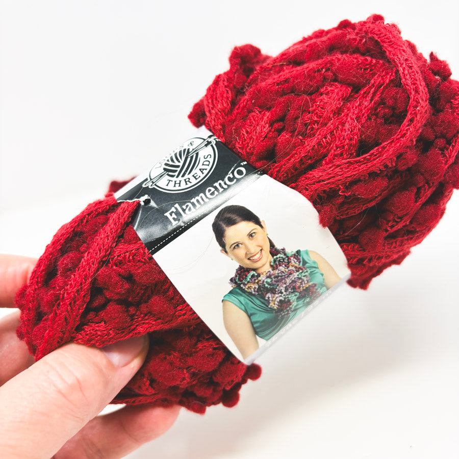 Loops & Threads Flamenco Pom Pom Scarf Yarn (1)