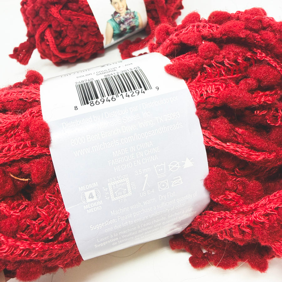 Loops & Threads Flamenco Pom Pom Scarf Yarn (1)