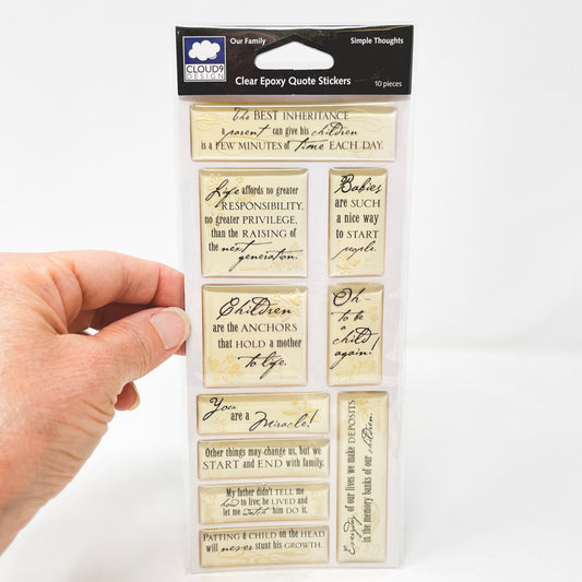 Cloud Design Clear Epoxy Quote Stickers
