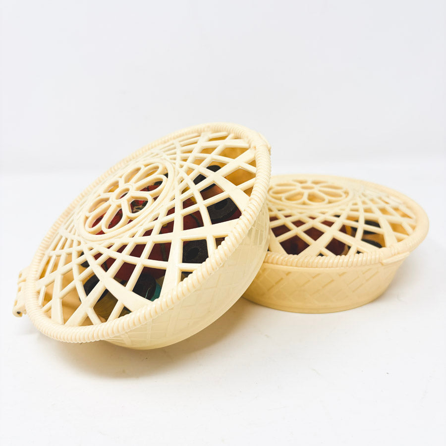 Vintage 1960s–70s Plastic Lattice Sewing Basket