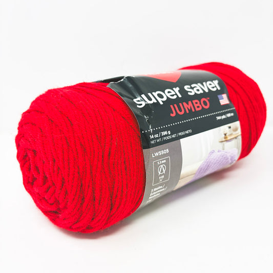 Red Heart Super Saver Jumbo Acrylic Yarn - Cherry Red