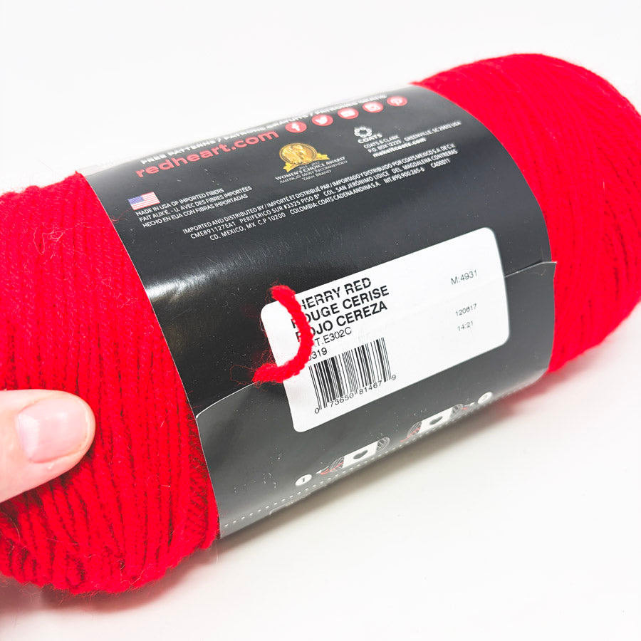 Red Heart Super Saver Jumbo Acrylic Yarn - Cherry Red