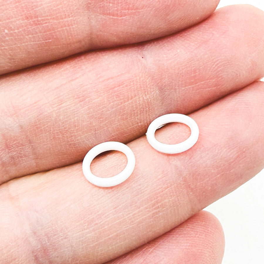 White Plastic Bra/Lingerie Strap Sliders - Ring or Figure Eight