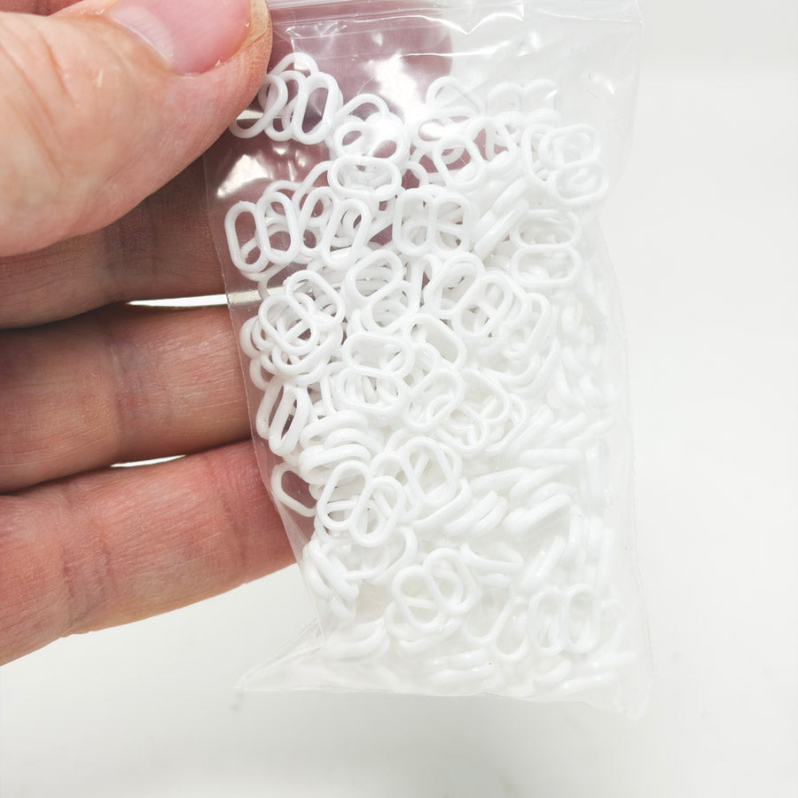 White Plastic Bra/Lingerie Strap Sliders - Ring or Figure Eight