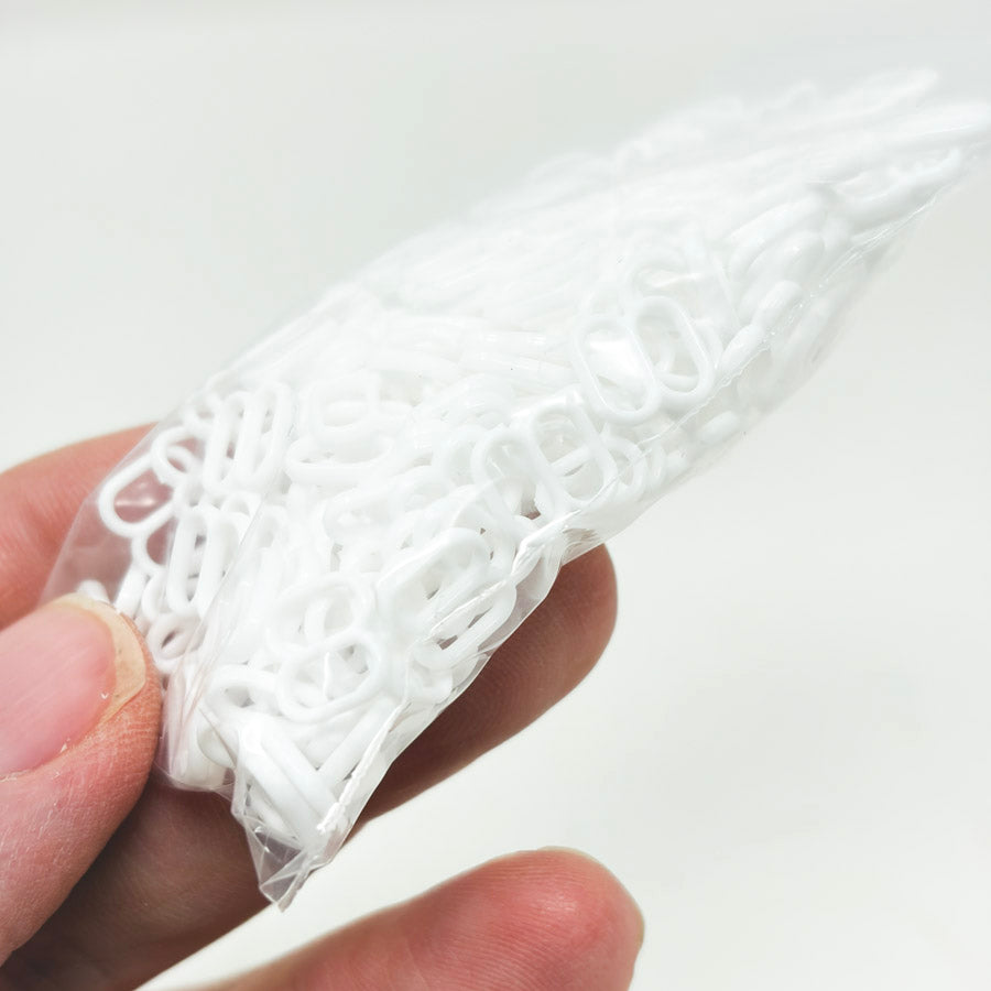 White Plastic Bra/Lingerie Strap Sliders - Ring or Figure Eight