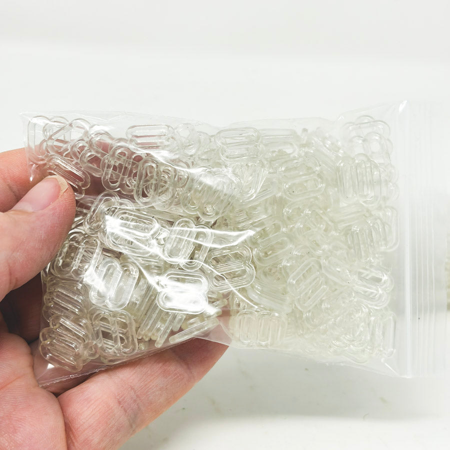Bulk Clear Plastic Bra/Lingerie Strap Sliders - Ring or Figure Eight