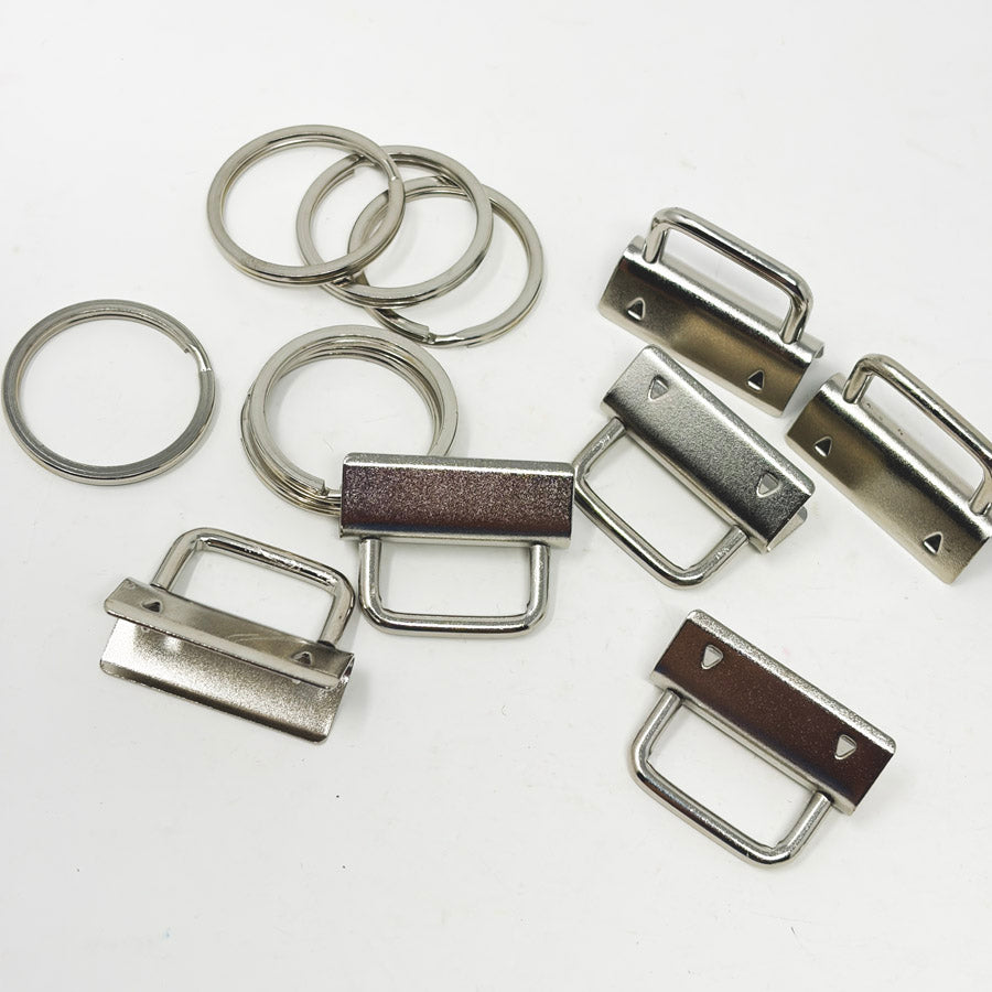 Silver Key Fob Hardware With Key Rings Set (6)
