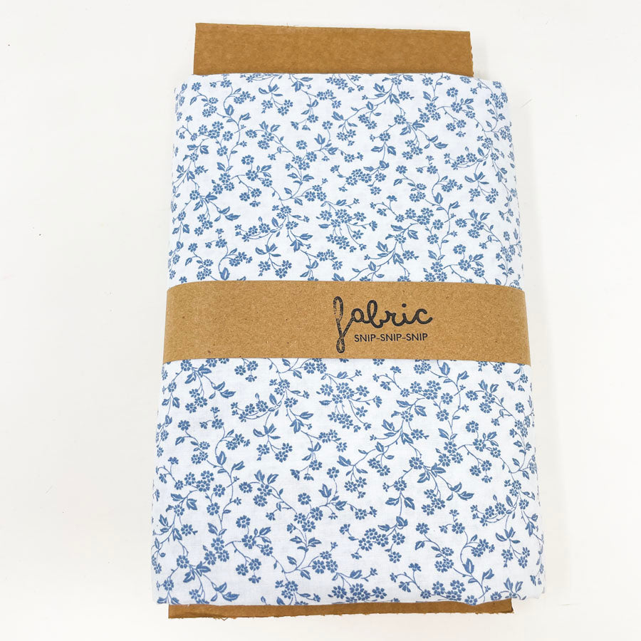 8.5 yd - Blue Floral Cotton Fabric