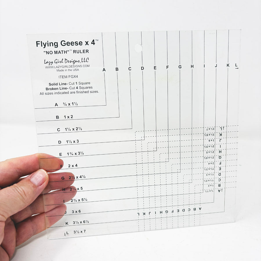 Lazy Girl Designs Flying Geese x 4 No Math Quilting Ruler