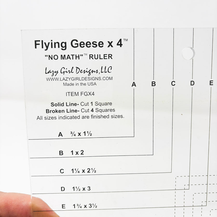 Lazy Girl Designs Flying Geese x 4 No Math Quilting Ruler