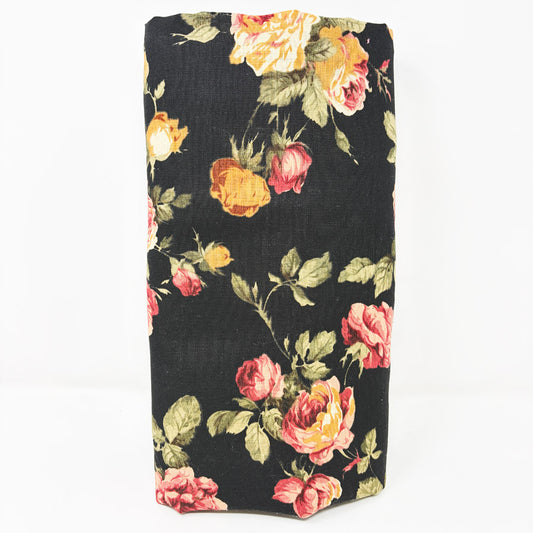 100" x 54" Black Rose Woven Fabric (Stiff/Burlap Style)