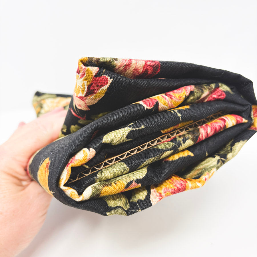 100" x 54" Black Rose Woven Fabric (Stiff/Burlap Style)
