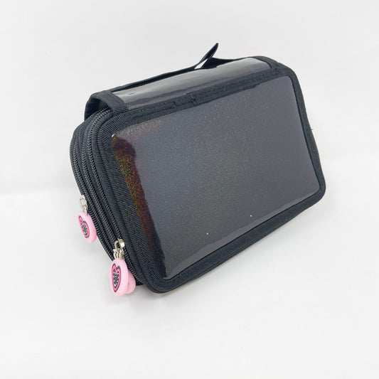 Pink Heart Zipper Design Pencil Pouch