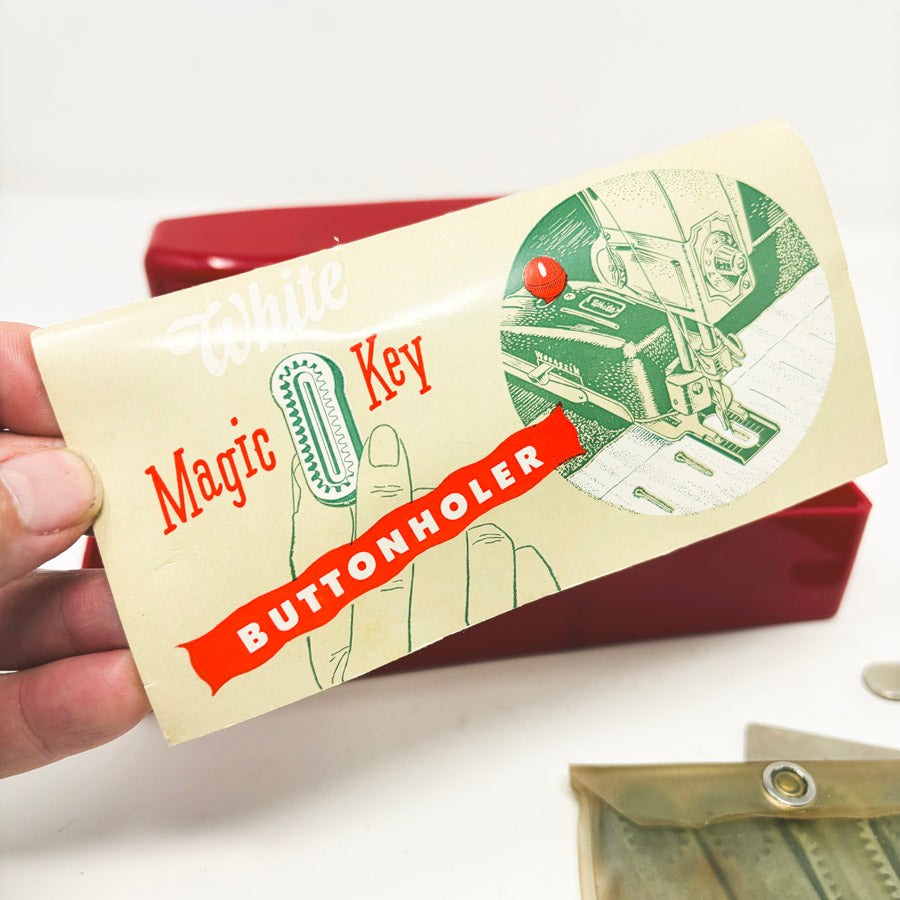 Vintage White Magic Key Buttonholer Attachment Set