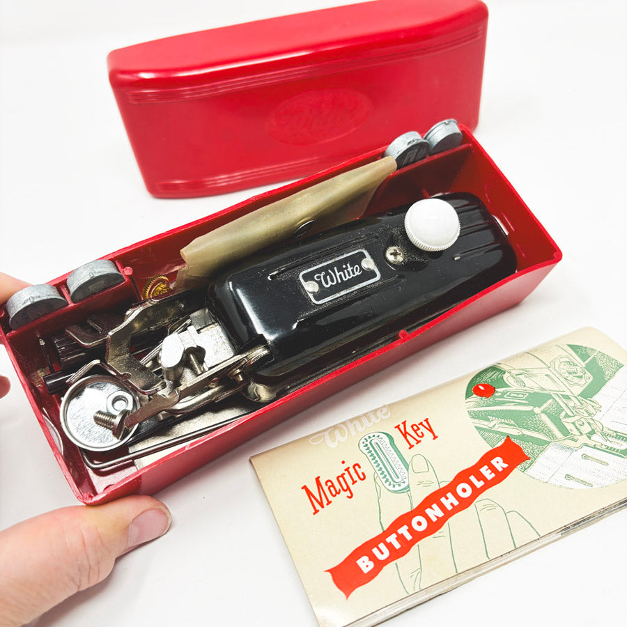 Vintage White Magic Key Buttonholer Attachment Set