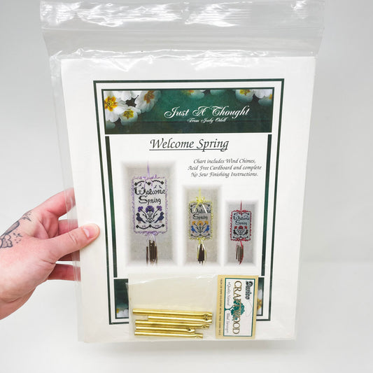Welcome Spring Cross Stitch Pattern with Windchimes by Brittercup Designs