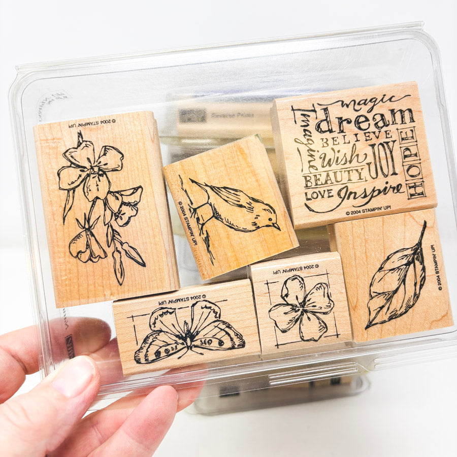 Stampin' Up! Large Wood Back Rubber Stamp Sets - Pick a Design