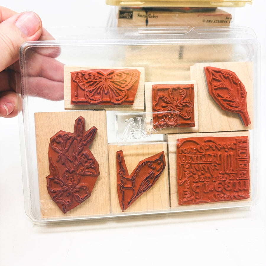 Stampin' Up! Large Wood Back Rubber Stamp Sets - Pick a Design