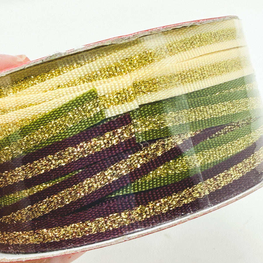 Trim It Up Trio of Grosgrain Giftwrap Ribbon with Gold