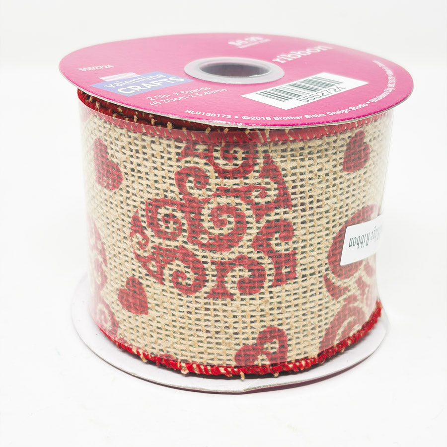 Valentine's Burlap Heart Holiday Ribbon